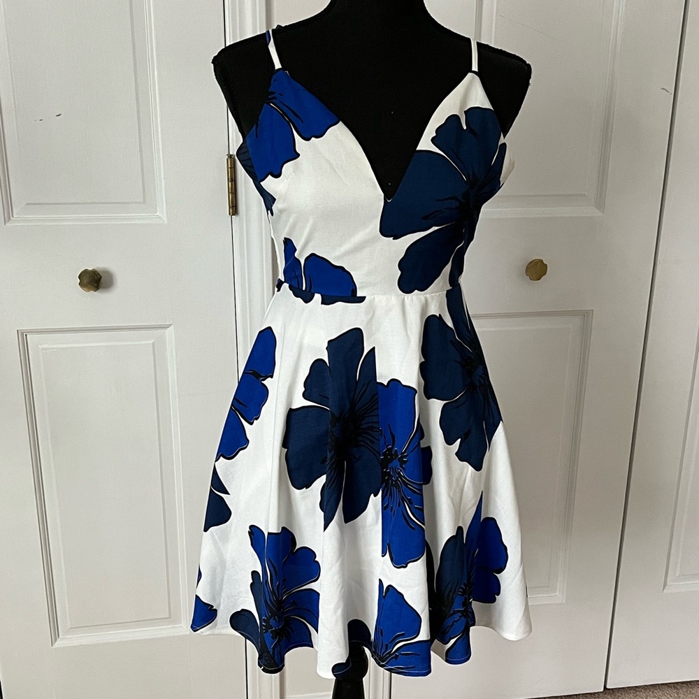 Blue floral Strap Lulus Dress